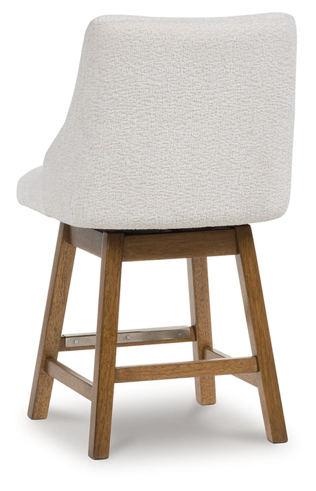 Cabalynn Oatmeal/Light Brown Upholstered Barstool (Set of 2) - Ornate Home