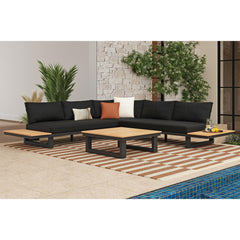 Cabana Black Three Piece Outdoor Living Set with Dark Grey Olefin - Ornate Home