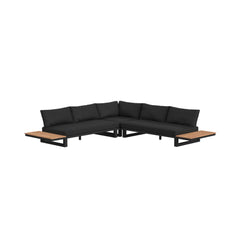 Cabana Black Three Piece Outdoor Living Set with Dark Grey Olefin - Ornate Home