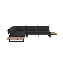 Cabana Black Three Piece Outdoor Living Set with Dark Grey Olefin - Ornate Home