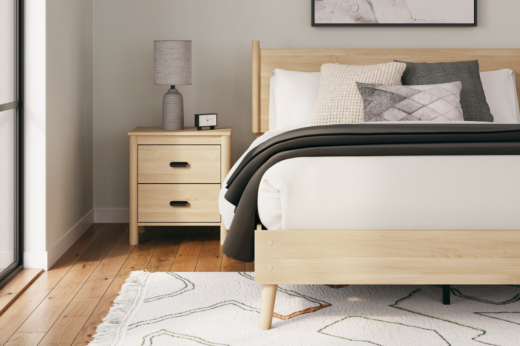 Cabinella Tan Queen Platform Panel Bed (Online Special Price) - Ornate Home