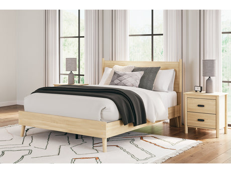 Cabinella Tan Queen Platform Panel Bed - Ornate Home