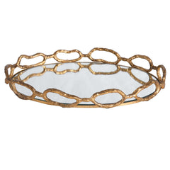 Cable Chain Silver Mirrored Tray - Ornate Home