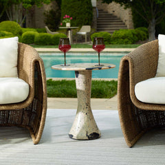 Cadas Black/White Indoor-Outdoor Stone Side Table - Ornate Home
