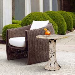 Cadas Black/White Indoor-Outdoor Stone Side Table - Ornate Home