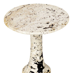 Cadas Black/White Indoor-Outdoor Stone Side Table - Ornate Home
