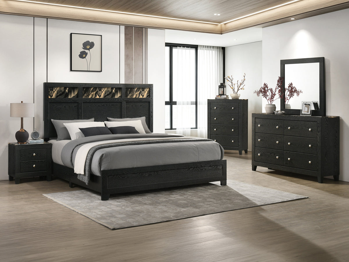 Cadence Black/Gold 4-Drawer Chest - Ornate Home