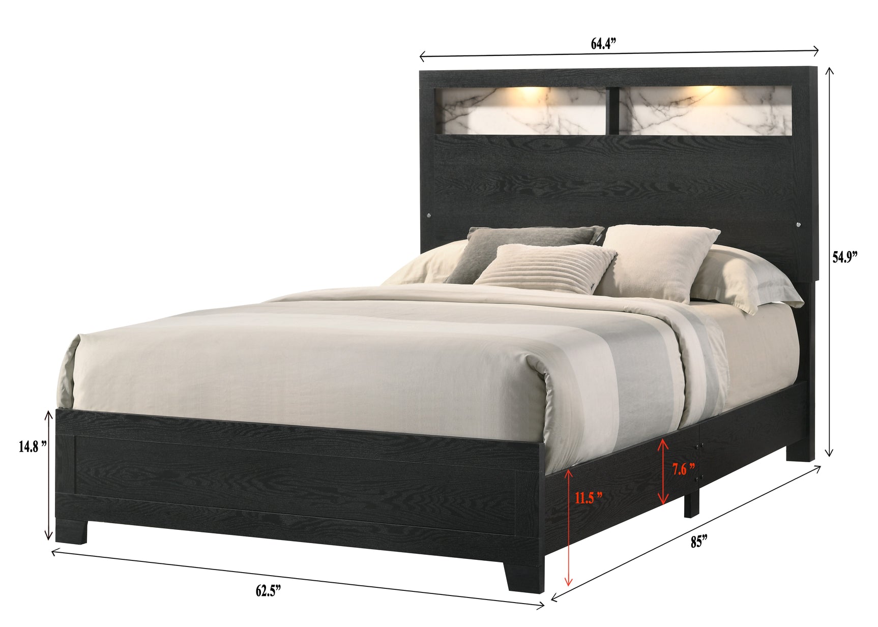 Cadence Black LED Panel Bedroom Set - Ornate Home