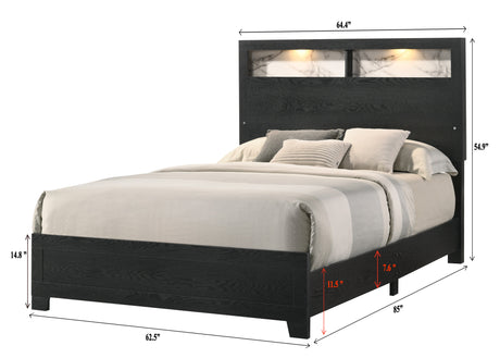 Cadence Black LED Panel Bedroom Set - Ornate Home