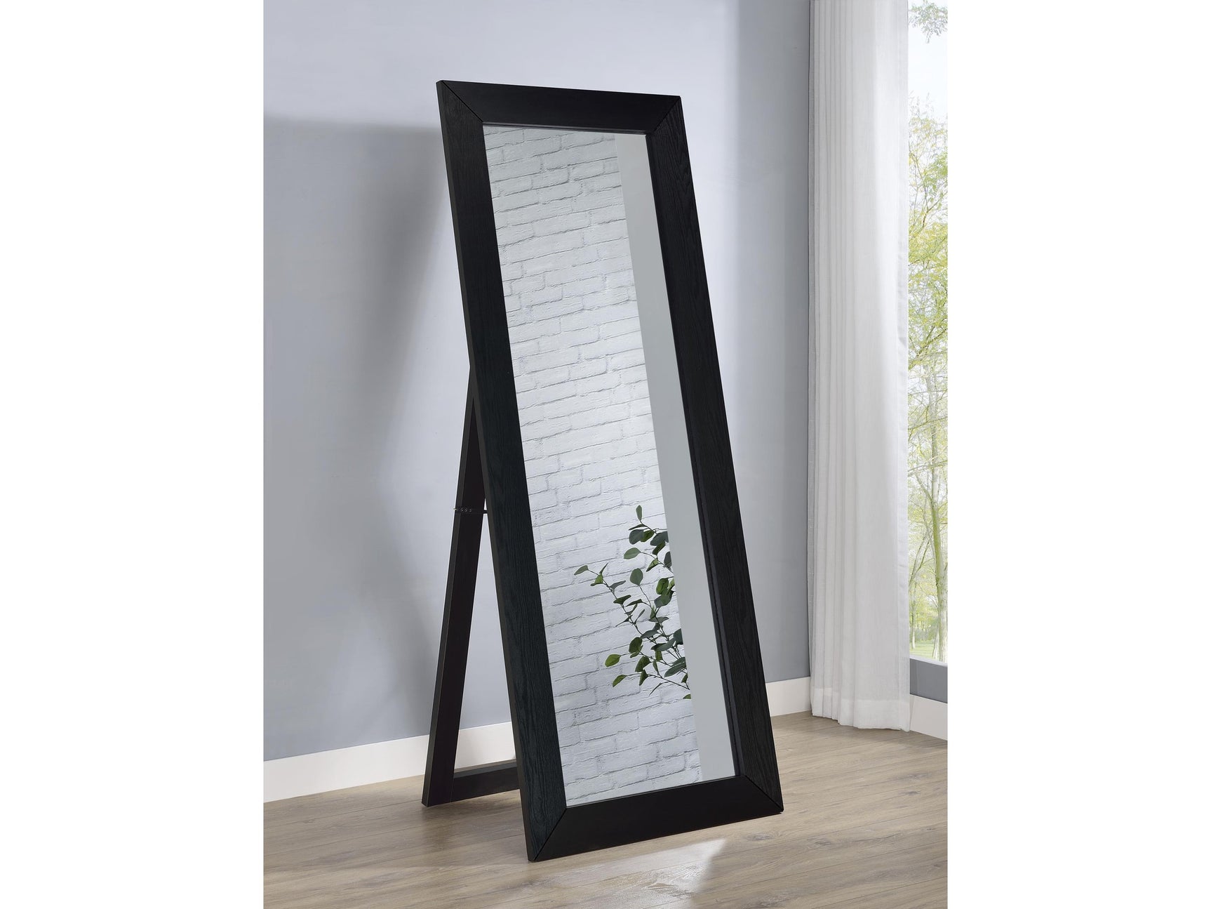 Cadence Black Oak Tempered Glass Full Length Standing Mirror - Ornate Home