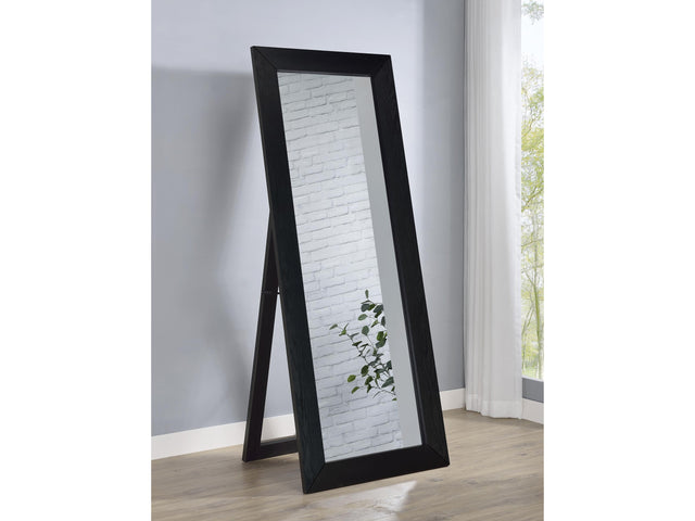 Cadence Black Oak Tempered Glass Full Length Standing Mirror - Ornate Home