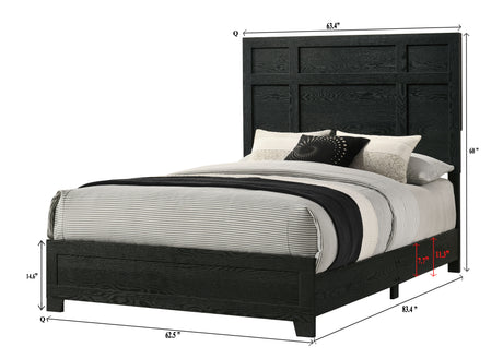 Cadence Black Queen Bed In One Box - Ornate Home