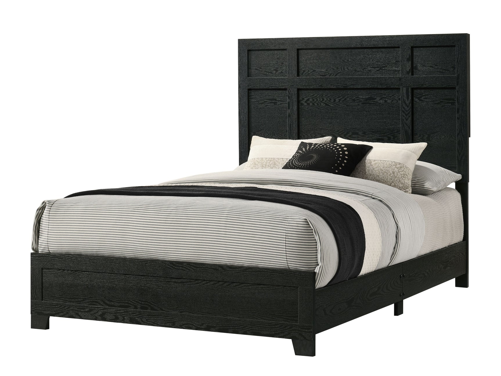 Cadence Black Queen Bed In One Box - Ornate Home
