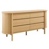 Cadence Oak 6-Drawer Curved Dresser - Ornate Home