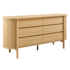 Cadence Oak 6-Drawer Curved Dresser - Ornate Home
