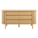 Cadence Oak 6-Drawer Curved Dresser - Ornate Home