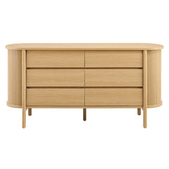 Cadence Oak 6-Drawer Curved Dresser - Ornate Home