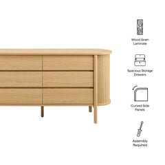 Cadence Oak 6-Drawer Curved Dresser - Ornate Home