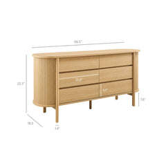 Cadence Oak 6-Drawer Curved Dresser - Ornate Home