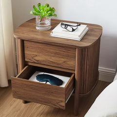 Cadence Walnut 2-Drawer Nightstand - Ornate Home
