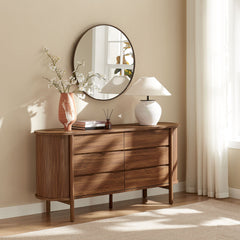 Cadence Walnut 6-Drawer Curved Dresser - Ornate Home