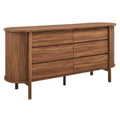 Cadence Walnut 6-Drawer Curved Dresser - Ornate Home