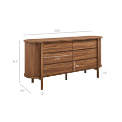 Cadence Walnut 6-Drawer Curved Dresser - Ornate Home