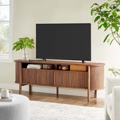 Cadence Walnut 71" Curved TV Stand - Ornate Home