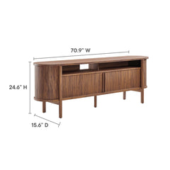 Cadence Walnut 71" Curved TV Stand - Ornate Home