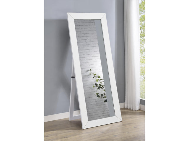 Cadence White High Gloss Tempered Glass Full Length Mirror - Ornate Home