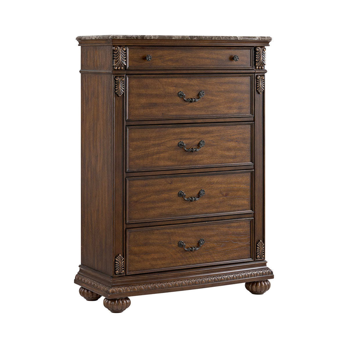 Cadenza Brown/Black 5-Piece Queen UPH Bedroom Set - Ornate Home