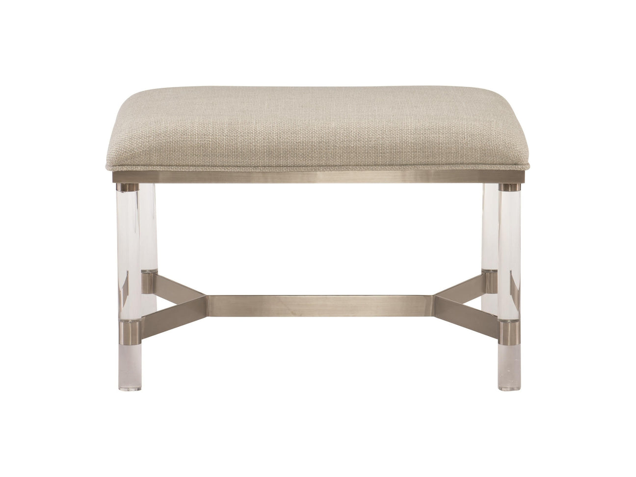 Cadiz Tarnished Nickel/Beige/Tan Fabric Bench - Ornate Home