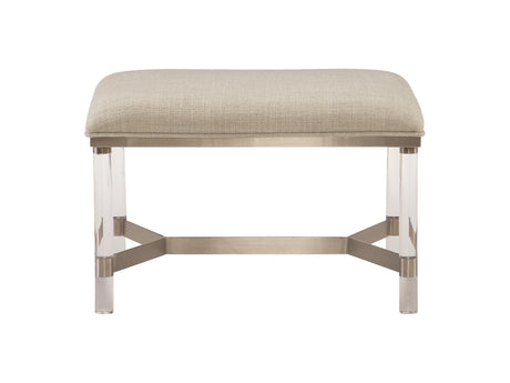 Cadiz Tarnished Nickel/Beige/Tan Fabric Bench - Ornate Home