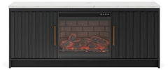Cadmori Black/White 63" TV Stand w/ Electric Fireplace - Ornate Home