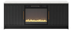 Cadmori Black/White 63" TV Stand with Electric Fireplace - Ornate Home