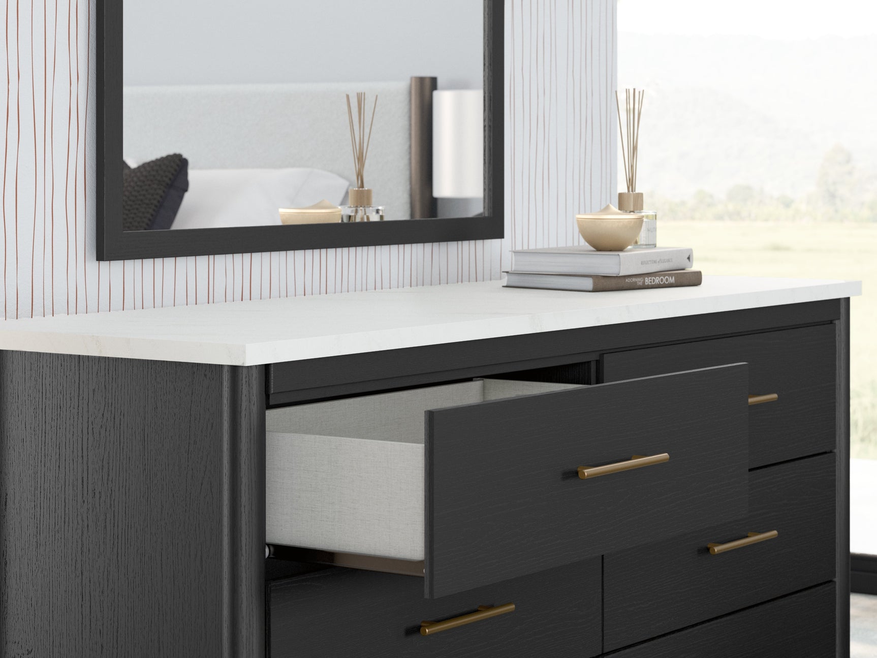 Cadmori Black/White Dresser and Mirror - Ornate Home