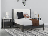 Cadmori Black/White Full Upholstered Panel Youth Bed - Ornate Home