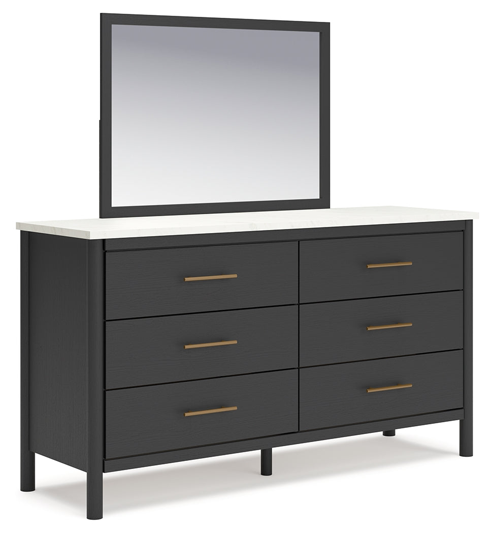 Cadmori Black/White King Panel Bed & Dresser & Mirror & Nightstand (Online Special Price) - Ornate Home