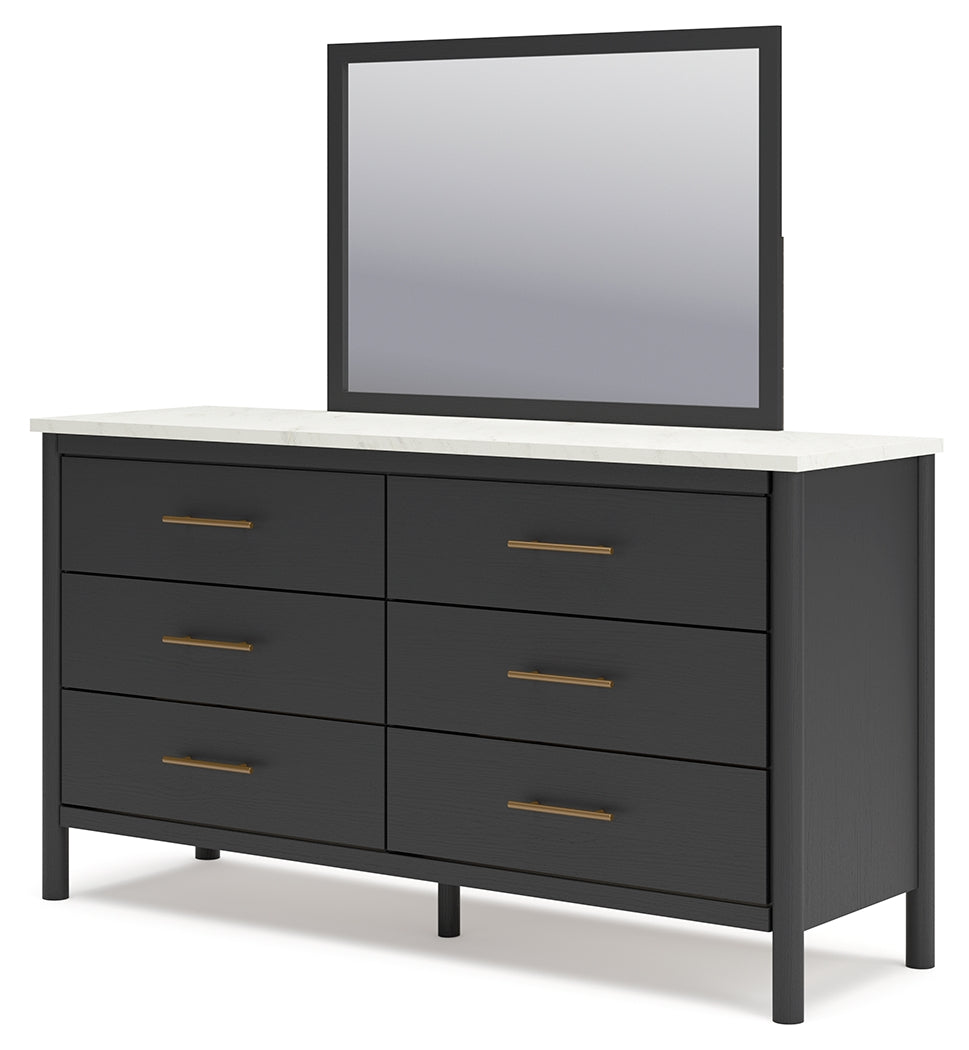 Cadmori Black/White King Panel Bed & Dresser & Mirror & Nightstand (Online Special Price) - Ornate Home