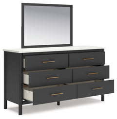 Cadmori Black/White King Panel Bed & Dresser & Mirror & Nightstand - Ornate Home