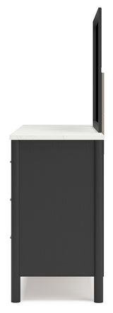 Cadmori Black/White King Panel Bed & Dresser & Mirror & Nightstand - Ornate Home