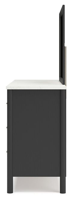 Cadmori Black/White King Panel Bed & Dresser & Mirror & Nightstand - Ornate Home