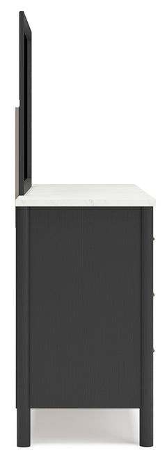 Cadmori Black/White King Panel Bed & Dresser & Mirror & Nightstand - Ornate Home