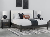 Cadmori Black/White King Upholstered Panel Bed (Online Special Price) - Ornate Home