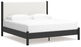Cadmori Black/White King Upholstered Panel Bed (Online Special Price) - Ornate Home