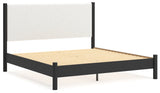 Cadmori Black/White King Upholstered Panel Bed (Online Special Price) - Ornate Home