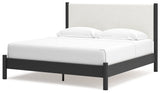 Cadmori Black/White King Upholstered Panel Bed (Online Special Price) - Ornate Home