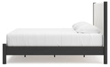 Cadmori Black/White King Upholstered Panel Bed (Online Special Price) - Ornate Home