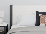 Cadmori Black/White King Upholstered Panel Bed (Online Special Price) - Ornate Home