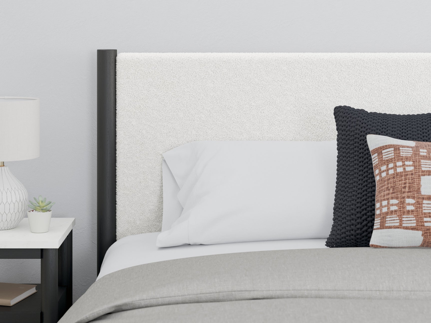 Cadmori Black/White King Upholstered Panel Bed (Online Special Price) - Ornate Home
